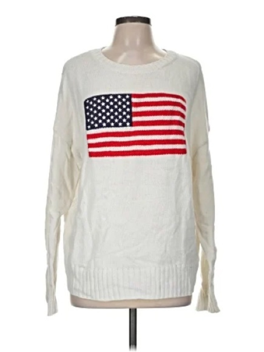 White Flag-Front Knit Sweater - Women's xL nwot